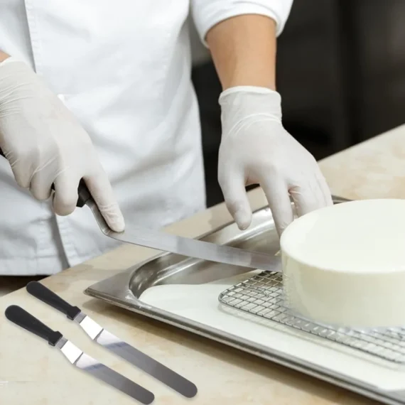 Icing Spatula Angled Stainless Steel Palette Knife Curved Offset Blade Professional Frost Cream Spatula For Cake Pastry Baking - Image 3