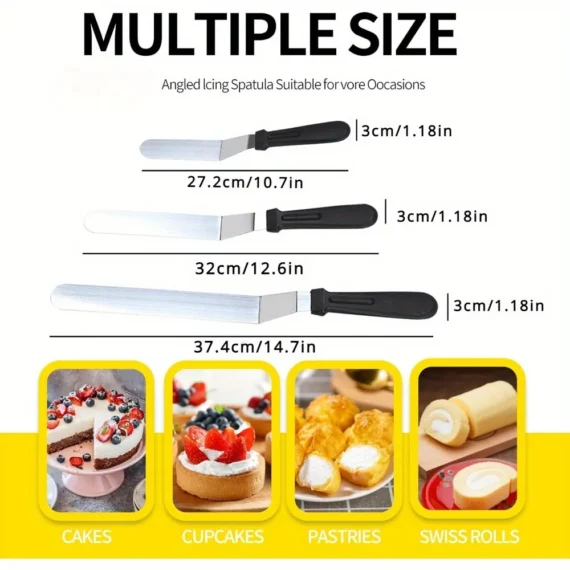 Icing Spatula Angled Stainless Steel Palette Knife Curved Offset Blade Professional Frost Cream Spatula For Cake Pastry Baking - Image 6