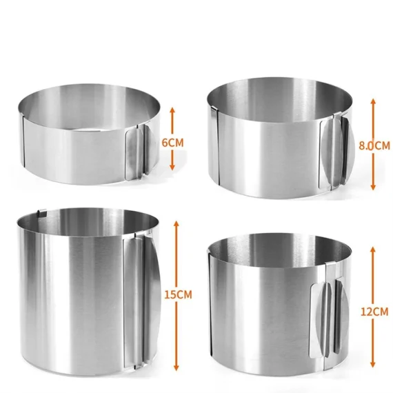 430 Stainless Steel 6-30cm Telescopic Mousse Ring Circle Mold Rustproof Adjustable With Scale Heightened Cake Rings For Baking - Image 6
