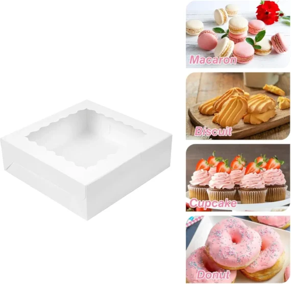 Multi pcs Cookie Boxes with Window White Treat Boxes Pie Boxes Pastry Boxes for Donuts, Chocolate Strawberries Birthday Party - Image 3