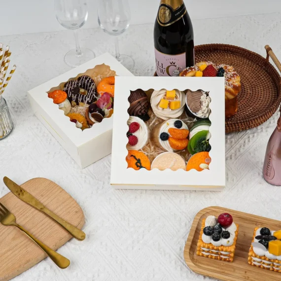 Multi pcs Cookie Boxes with Window White Treat Boxes Pie Boxes Pastry Boxes for Donuts, Chocolate Strawberries Birthday Party - Image 4