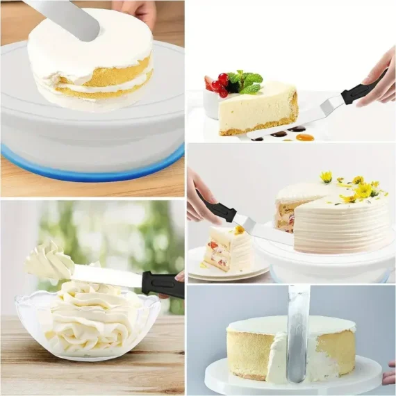 24-Piece Cake Decorating Set- Non-Slip Turntable with 12 Piping Tips,Scrapers&Tools for Professional Baking Tools Piping Nozzles - Image 6