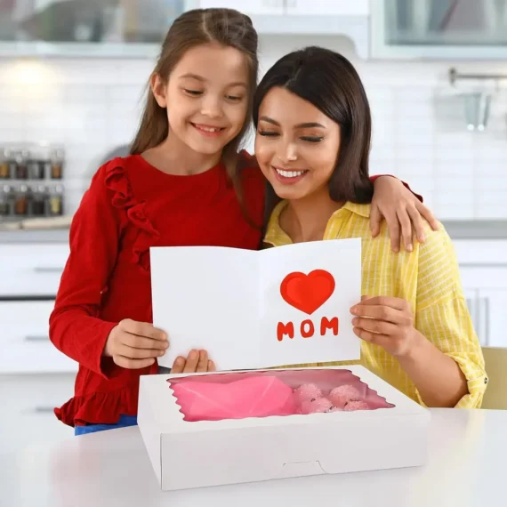 Multi Bakery Boxes with Window, Cookie Boxes, Auto-Popup Treat Boxes for Pies, Muffins, Donuts and Pastries，Gift for Mom(White) - Image 5