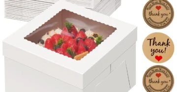 3/6/12pcs Cake Boxes,8x8x8In White Cake Box with Window,Square Cardboard Cake Box for  Cake Decorating Supplies for Gift Giving