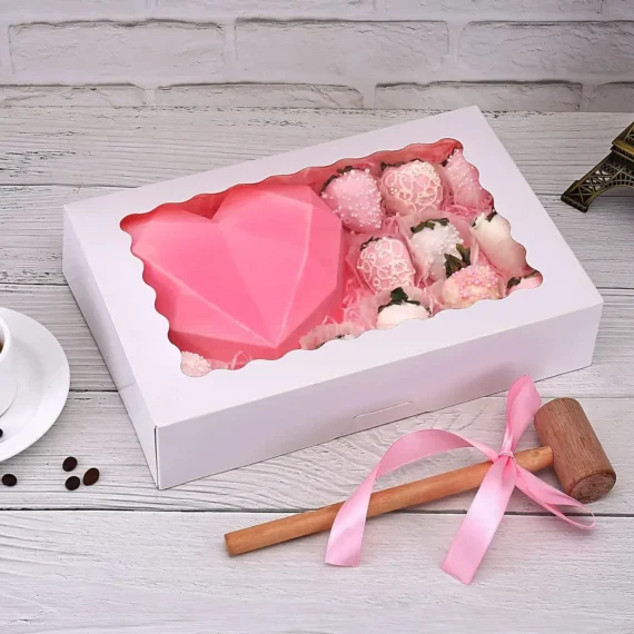 Multi Bakery Boxes with Window, Cookie Boxes, Auto-Popup Treat Boxes for Pies, Muffins, Donuts and Pastries，Gift for Mom(White)
