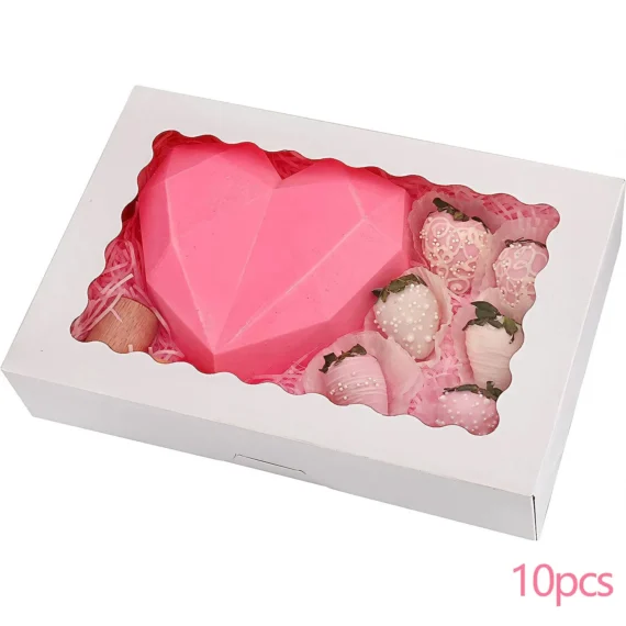 Multi Bakery Boxes with Window, Cookie Boxes, Auto-Popup Treat Boxes for Pies, Muffins, Donuts and Pastries，Gift for Mom(White) - Image 8
