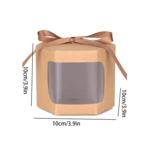 Kraft paper gift box with window and ribbon – pack of 10